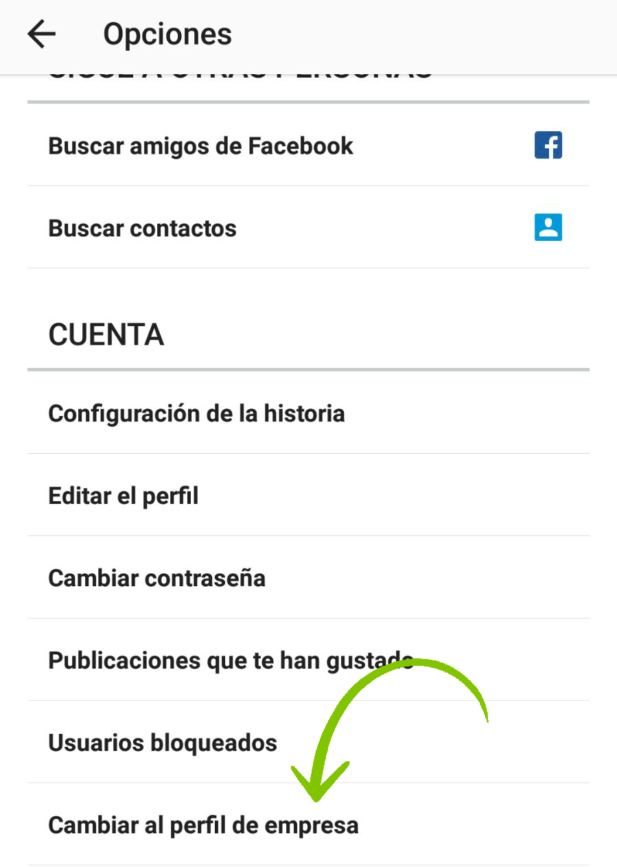 Cambiar perfil personal a Instagram Empresas