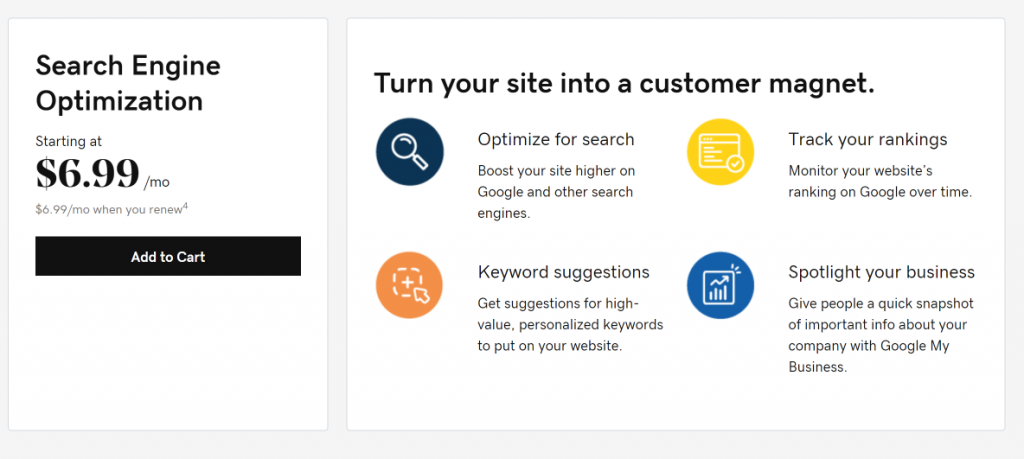 GoDaddy’s SEO tool